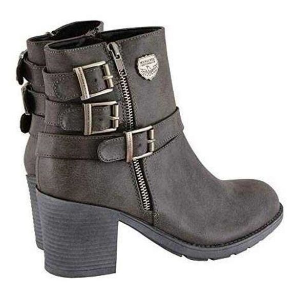 MILWAUKEE BLOCK HEEL LADIES MOTORCYCLE SIDE ZIPPER CLOSURE BOOTS - Picture 3 of 16